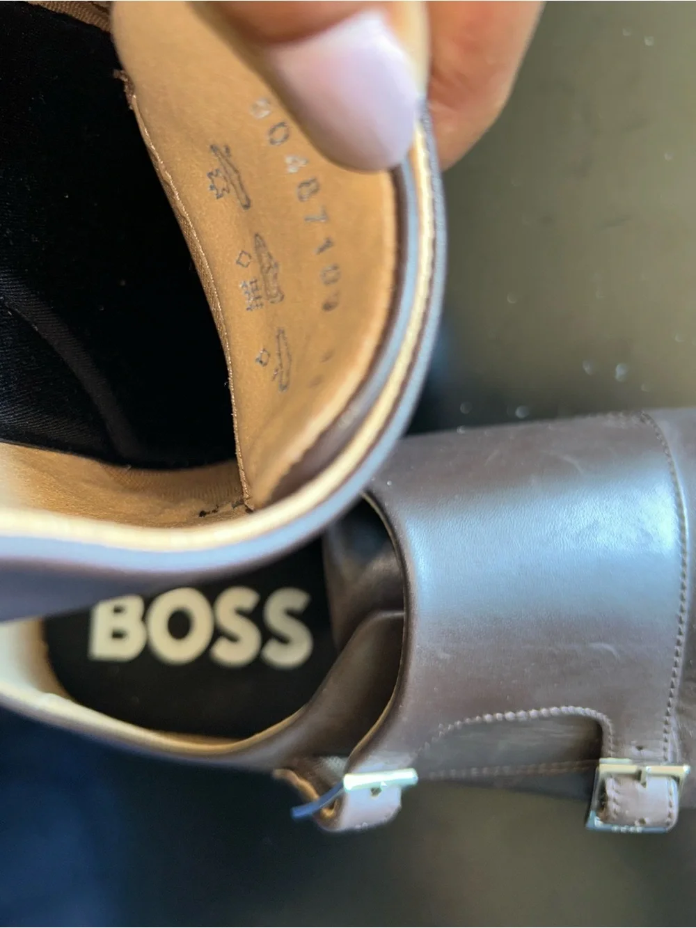 BOSS DOUBLE-STRAP MONK OXFORD SHOES IN LEATHER - SIZE 11